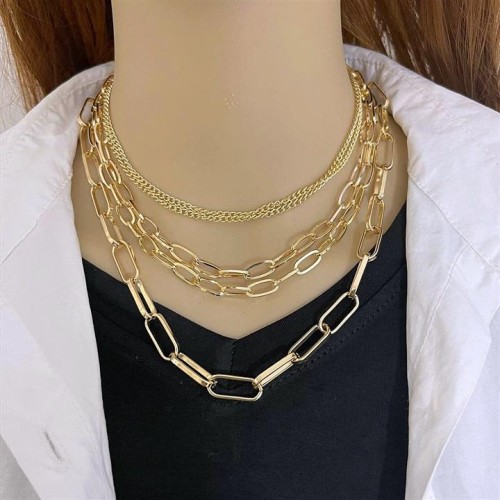 occidental style retro multilayer Metal chain necklace female all-Purpose clavicle chain