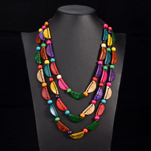 occidental style ethnic style multilayer Coir necklace woman Bohemia handmade weave pendant long style co