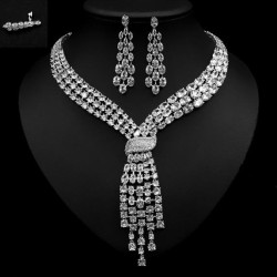 bride married set occidental style noble temperament tassel zircon earrings ne..