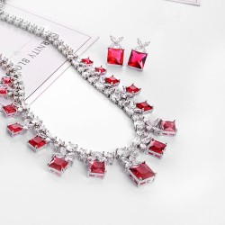 brief zircon necklace earrings set bride married banquet
