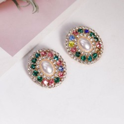  color crystal diamond ear stud glass Irregular mixed color earrings brief gen..