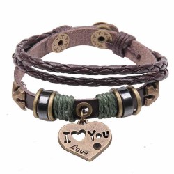 emu love braceletI ove You retro real leather weave bracelet samll