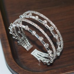  row bronze tube Rhinestone fully-jewelled opening bangle lady claw chain brac..