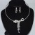 occidental style bride leaves flowers silver color necklace earrings two Rhinestone claw chain set