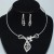 occidental style bride leaves flowers silver color necklace earrings two Rhinestone claw chain set
