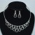 occidental style bride leaves flowers silver color necklace earrings two Rhinestone claw chain set
