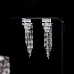 silver zircon super tassel earrings wind high earring temperament fashion pers..