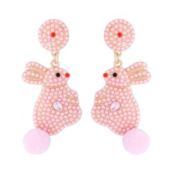 occidental style samll rabbit earring lovely girl ear stud Pearl rabbit retro ..