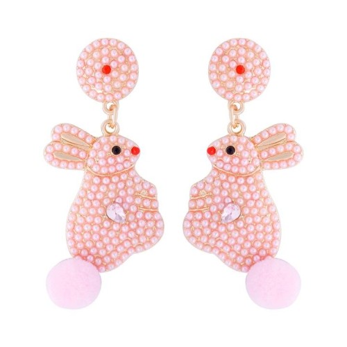 occidental style samll rabbit earring lovely girl ear stud Pearl rabbit retro earrings