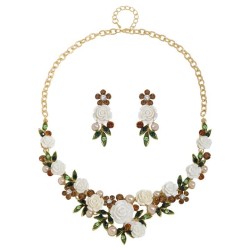 set necklace earrings woman fashion three-dimensional flower occidental style ..
