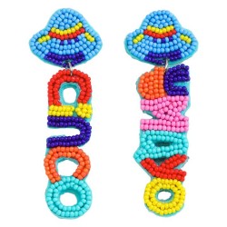  diamond Word Alloy beads earring personality trend all-Purpose lady Earring
