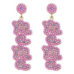  personality wind Alloy earrings   ins wind Word beads diamond all-Purpose ear..