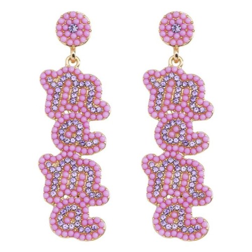  personality wind Alloy earrings   ins wind Word beads diamond all-Purpose earring