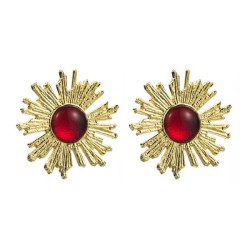 occidental style exaggerating sun flower silver earrings retro high embed turq..
