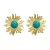 occidental style exaggerating sun flower silver earrings retro high embed turquoise resin Earring