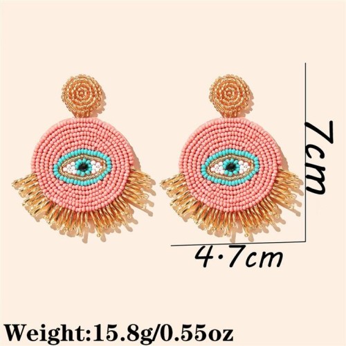  Round eyes beads earrings  occidental style fashion exaggerating lady tassel