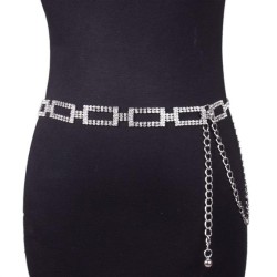  lady belt fashion leisure Rhinestone mosaic square buckle chain