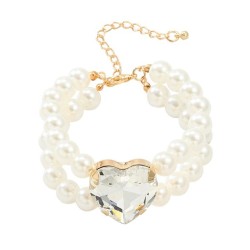 exaggerating occidental style necklace imitate Pearl woman heart-shaped glass ..