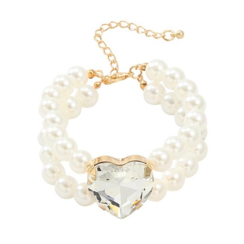 exaggerating occidental style necklace imitate Pearl woman heart-shaped glass diamond chain bride banquet