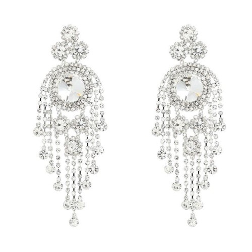 earrings earrings occidental style Earring woman Rhinestone flowers tassel claw chain style bride