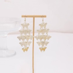 occidental style leaves hollow earrings  ethnic style multilayer geometry rhom..