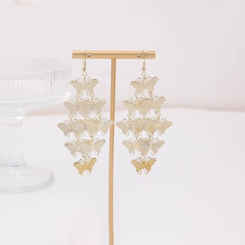 occidental style leaves hollow earrings  ethnic style multilayer geometry rhombus Round butterfly long style t
