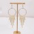 occidental style multilayer Round hollow earrings   Metal wind Round triangle long style tassel earring woman