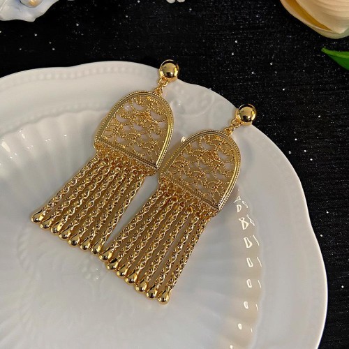 silver Metal tassel geometry earrings fashion high samll ear stud retro temperament Earring