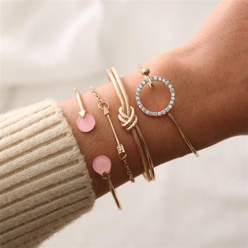occidental style wind brief woman personality cirque circle diamond head bangle four set bracelet