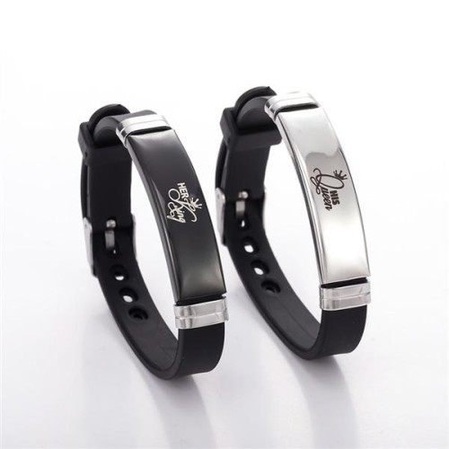 occidental style set QUEE I crown pattern personality lovers silica gel bracelet