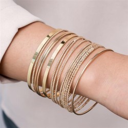  occidental style retro personality exaggerating width surface bangle set gold..