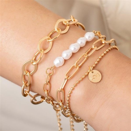 fashion Pearl goldOVE  big chain multilayer set bracelet