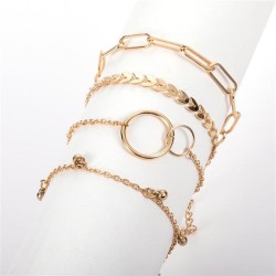 occidental style bracelet  fashion brief gold geometry big bracelet set