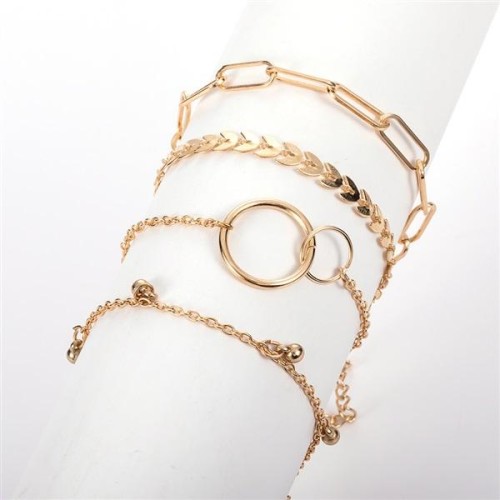 occidental style bracelet  fashion brief gold geometry big bracelet set