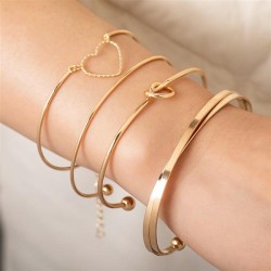  occidental style Alloy love bangle set creative Peach heart love geometry ban..