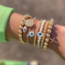  Bohemia personality eyes bracelet set  beads eyes multilayer bracelet