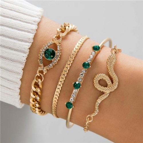  fashion samll diamond imitate gem bracelet set  personality snake love bracelet set woman