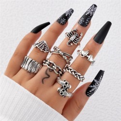 occidental style punk black butterfly skull hollow ring more personality trend..