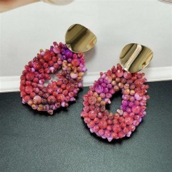 occidental style Double surface drop glass beads earrings  fashion exaggeratin..