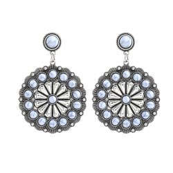  occidental style earrings woman Alloy imitate turquoise flowers earring Bohem..
