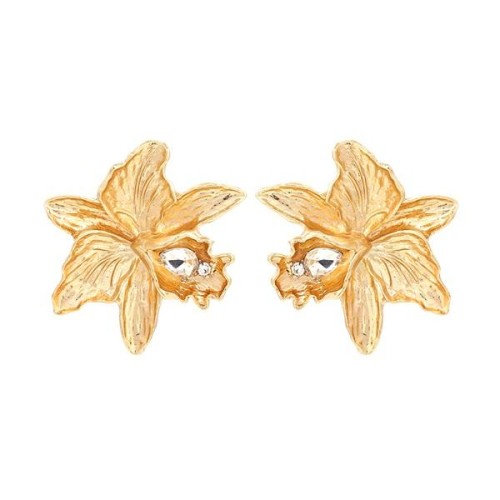 exaggerating Alloy diamond big flowers earrings occidental style retro wind flowers ear stud fashion Earring wom