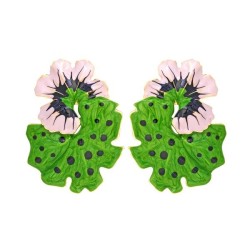 occidental style wind enamel leaves flowers earrings exaggerating flowers Leaf..
