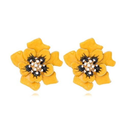 occidental style spring flowers earrings personality exaggerating high Alloy diamond enamel flowers earring wo