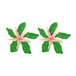 occidental style spring exaggerating Alloy enamel flowers earrings personality..