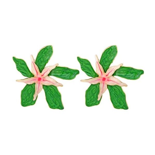occidental style spring exaggerating Alloy enamel flowers earrings personality super flowers earring