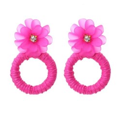 I wind handmade weave resin flowers earrings occidental style circle circle fl..