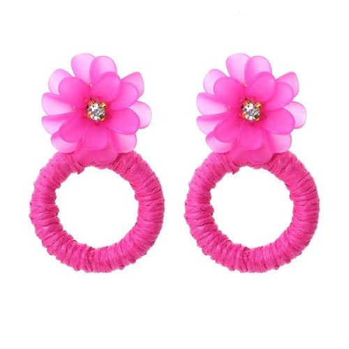 I wind handmade weave resin flowers earrings occidental style circle circle flowers earring Earring woman