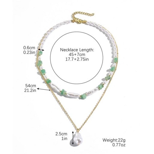  new spring summer style occidental style necklace gravel Double layer highins  Pearl necklace