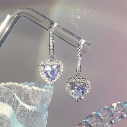 s silver Korean style fashion color love zircon earrings temperament fully-jew..