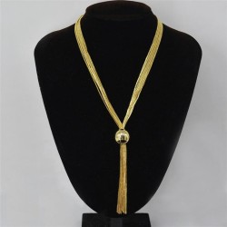 occidental style wind exaggerating Metal pellet pendant chain tassel long neck..